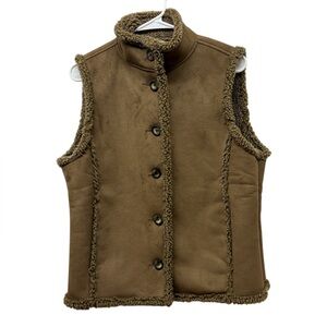 L.L. Bean Tan Shearling Faux Suede Vest